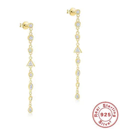Korean Style S925 Silver Long Tassel Earrings with Diamonds