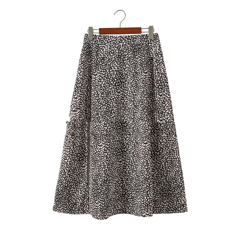Women's A-Line Long Skirt in Leopard Print Floral