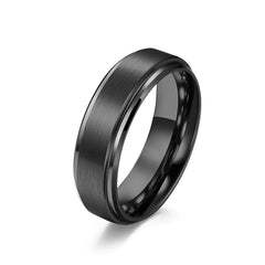 Matte Black Plated Brushed Tungsten Steel Ring