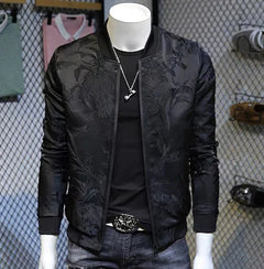 Men's Jacket with Koi Fish Pattern and Stand Collar