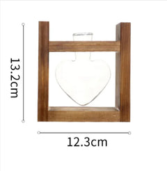 Heart-Shaped Glass Vase with Wooden Stand – stylish and elegant!