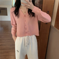 V-Neck Ice Silk Lightweight Long Sleeve Cardigan Top
