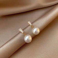 925 Silver Korean Style Pearl Stud Earrings for Women