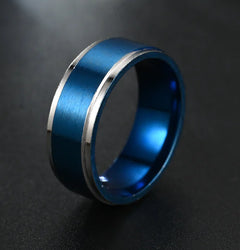 Classic Two-tone Brushed Stainless Steel Fashion Ring