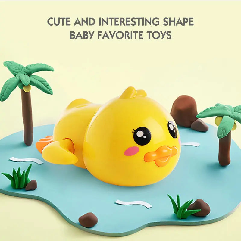 Yellow Duck Bath Toy with Chain for Kids