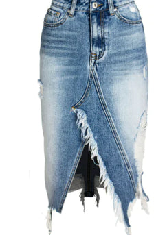 High-Waisted A-Line Mid-Length Skirt with Slits
