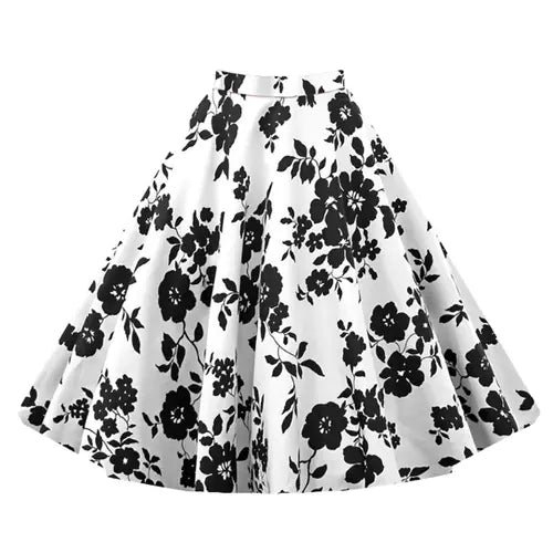 Vintage High-Waist A-Line Polka Dot Midi Skirt