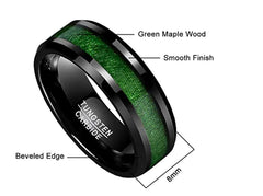8mm Black Plated Tungsten Ring with Maple Inlay