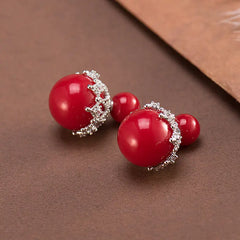 Korean Style S925 Silver Stud Earrings with Diamonds