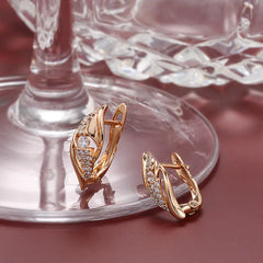 Rose Gold Zircon Geometric Ear Studs for Wholesale
