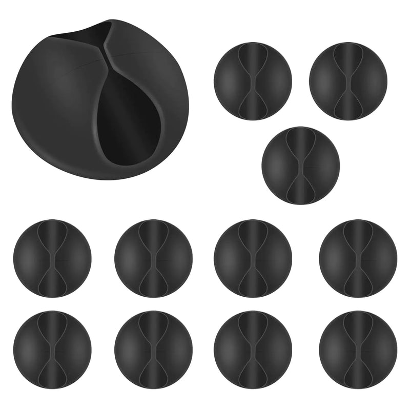 12 Pack Cable Clips Cable Cord Organizer Cord Holder for Desk Nightstand Cable Management Adhesive Charger Wire Holder for Office Home Car Phone Cord Holders Charger Clip Charging Cord Holder (Black)