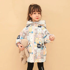 White Duck Mid-Length Down Jacket for Kids