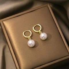 925 Silver Korean Style Pearl Stud Earrings for Women