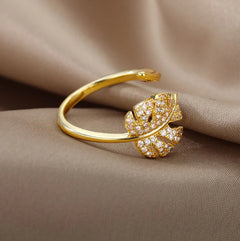 Vintage Adjustable Midsummer Palm Leaf Fashion Ring