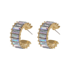 Crystal Zircon Earrings, Retro Rose Gold Studs