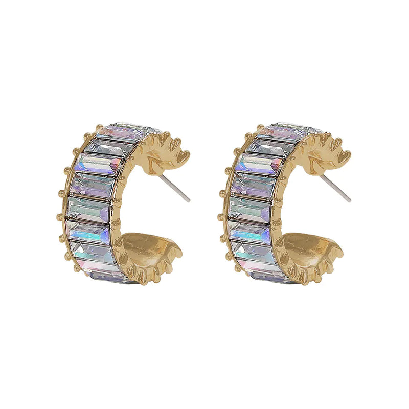 Crystal Zircon Earrings, Retro Rose Gold Studs