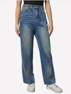 High Rise Loose Fit Wide Leg Boyfriend Jeans