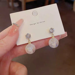 925 Silver Korean Style Pearl Stud Earrings for Women