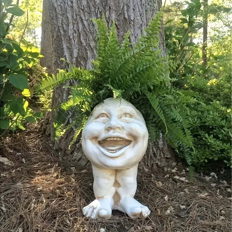 Muggle Head Planter Face Resin Flower Pot Sculpture