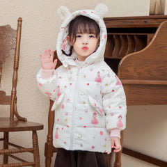 White Duck Mid-Length Down Jacket for Kids