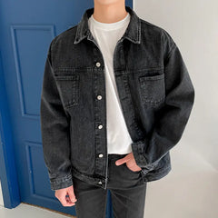 Trendy Loose Fit Denim Work Jacket for Men
