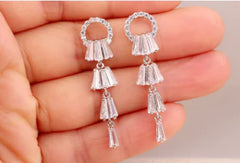 Korean Style 925 Silver Stud Earrings with Zirconia