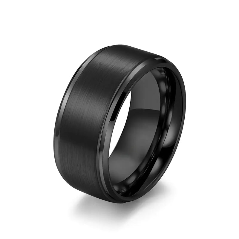 Matte Black Plated Brushed Tungsten Steel Ring