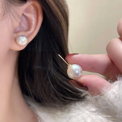 925 Silver Korean Style Pearl Stud Earrings for Women