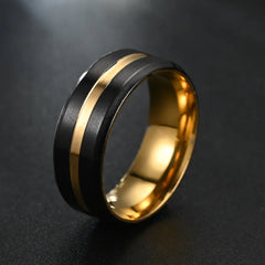 Classic Two-tone Brushed Stainless Steel Fashion Ring