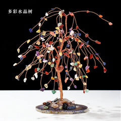Natural Colorful Crystal Tree with Amethyst Base Decor