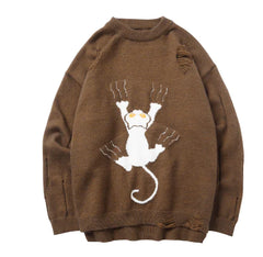 Printed Pullover Sweater in Loose and Lazy Style