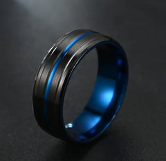 Classic Two-tone Brushed Stainless Steel Fashion Ring