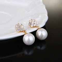 Fashionable Korean Style 925 Silver Pearl Earrings