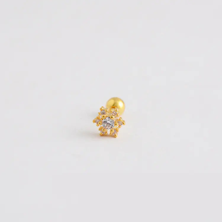 Snowflake 925 Silver Screw Earrings with Diamonds