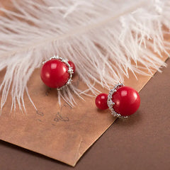Korean Style S925 Silver Stud Earrings with Diamonds