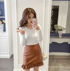 Lace Trim V-Neck Knit Sweater