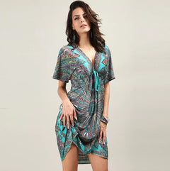 Printed Midi Skirt and Beach Dress Combo