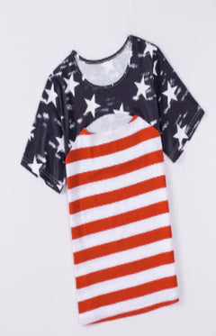 Women's Contrast Color Round Neck Striped T-shirt