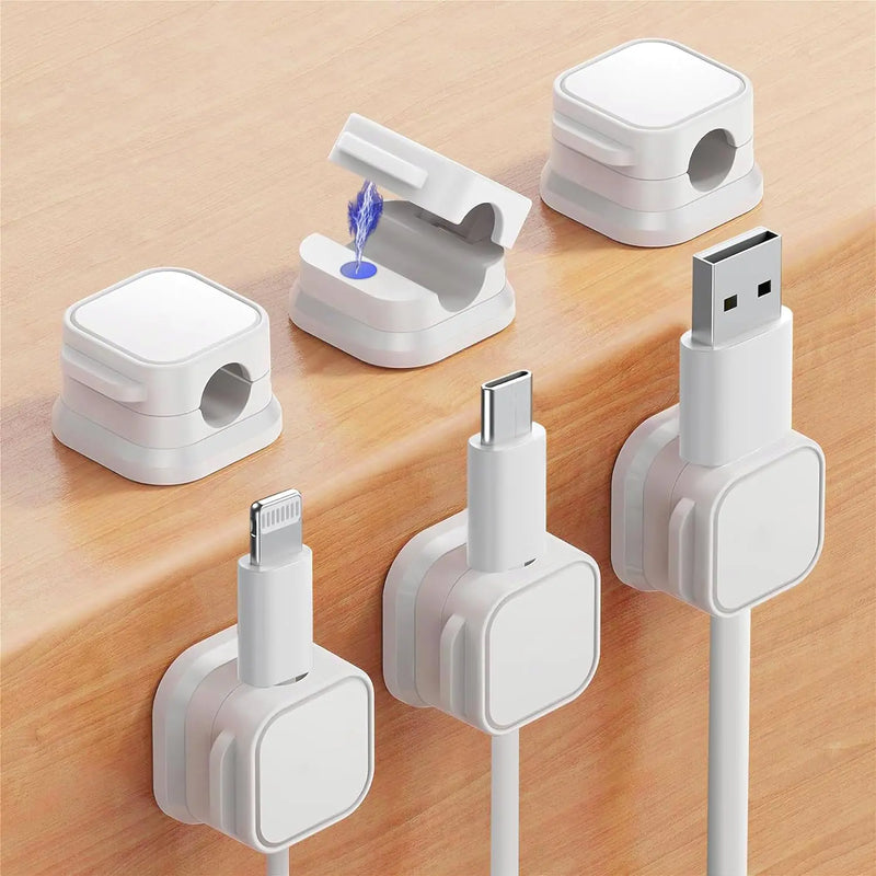 6 Pack Magnetic Cable Clips [Cable Organizer] Cord Holder Under Desk Cable ManagementRangrak Adhesive Wire Holder Keeper Organizer for Home Office Desk Phone Car Wall Desktop Nightstand (6)