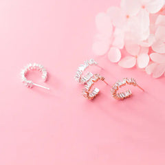 S925 Silver Minimalist Fashion Stud Earrings with Diamonds