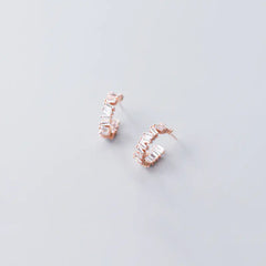 S925 Silver Minimalist Fashion Stud Earrings with Diamonds