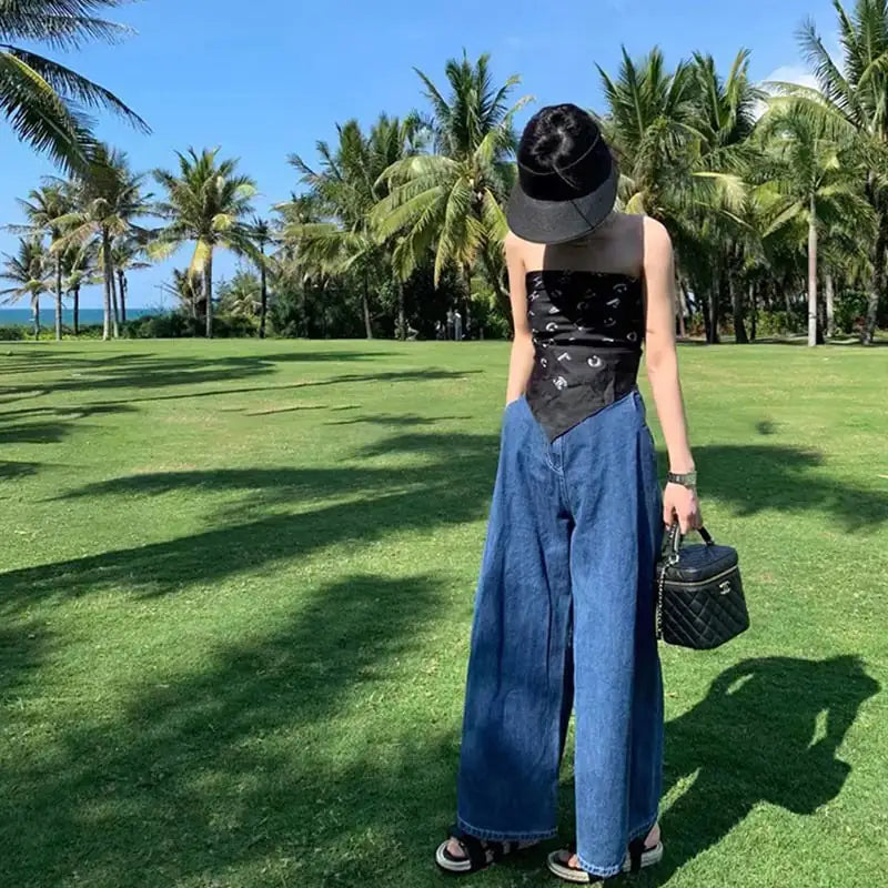 High Waist Thin Wide Leg Jeans for Women - Retro Style
