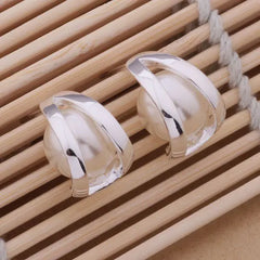 925 Silver Plated Pearl Stud Earrings - Korean Style