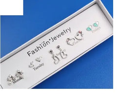 925 Silver Stud Earrings Set with Pearl and Zircon Drops