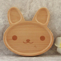 Creative Wooden Kids' Divided Plate - Cute Rabbit Design