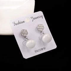 Fashionable Korean Style 925 Silver Pearl Earrings
