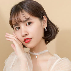 S925 Silver Leaf Earrings with Synthetic Pearls (G2434)