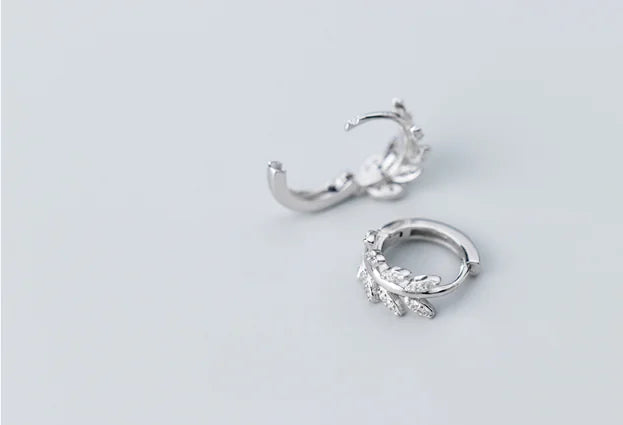S925 Silver Leaf Earrings with Minimalist Design
