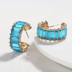 Crystal Zircon Earrings, Retro Rose Gold Studs