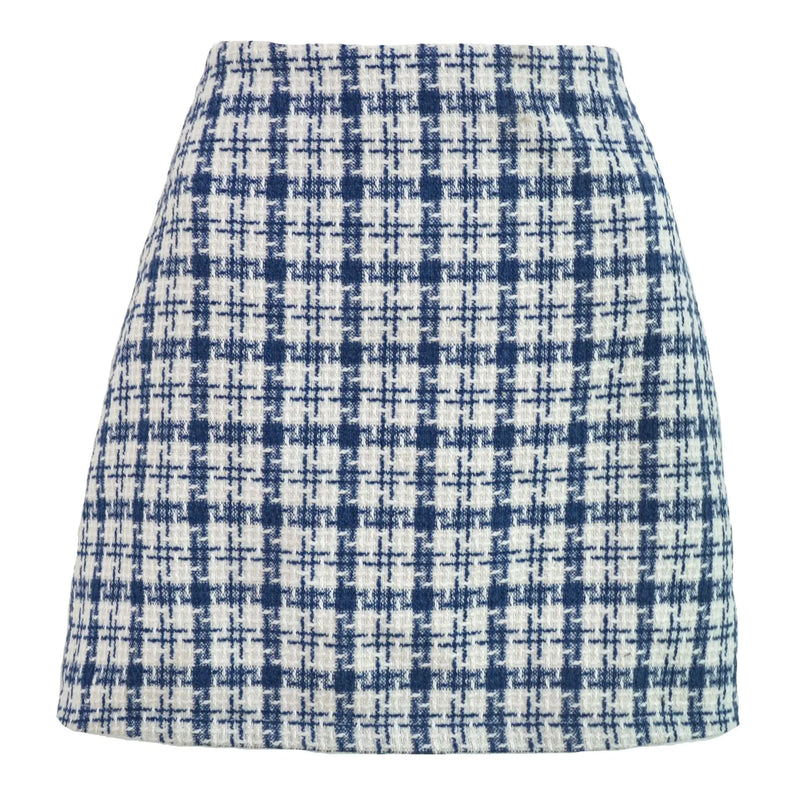 Retro High-Waisted Woolen A-Line Skirt for Women